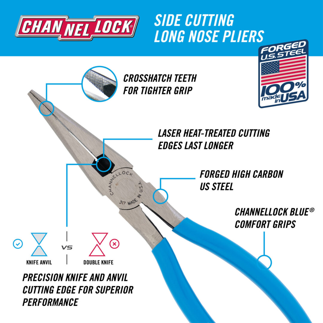 Channellock 317 8 inch Long Nose Pliers